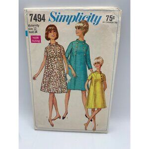 Simplicity Misses Maternity Dress Sewing Pattern Sz 12 7494